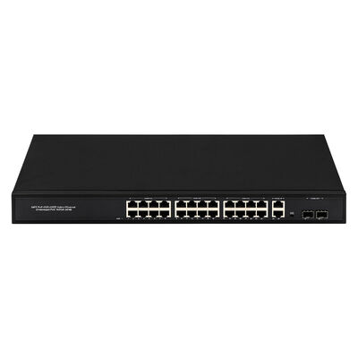 Switch PoE Gigabit de 24 puertos con 2 enlaces ascendentes SFP/RJ45 300W No gestionado Entrada 220V CE