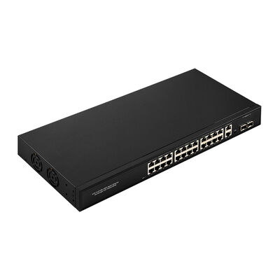 Switch PoE Gigabit de 24 puertos con 2 enlaces ascendentes SFP/RJ45 300W No gestionado Entrada 220V CE