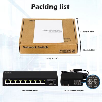 Switch Ethernet 2.5G no administrado con ancho de banda de plano trasero de 60 Gbps y puerto SFP de 10G para redes empresariales