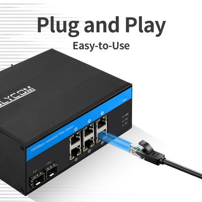 Switch de red Gigabit de 8 puertos no gestionado con enlaces ascendentes de fibra SM/MM 1G sin ventilador, con clasificación FCC IP40