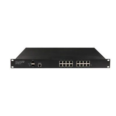 16-puerto 1G 2.5G Puesto en marcha PoE Switch Rack montado SFP Uplinks sin ventilador AC alimentado