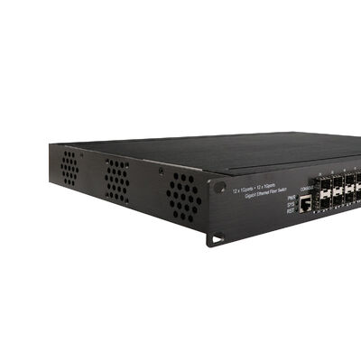 24 Port Managed Ethernet Switch Industrial Gigabit Fiber Dual 220V Input 1U Rack CE