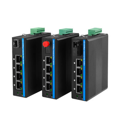 5 puertos de red rápida DIN PoE Switch PoE Af/At 120W Presupuesto DC48V Entrada CE Certificado por la FCC