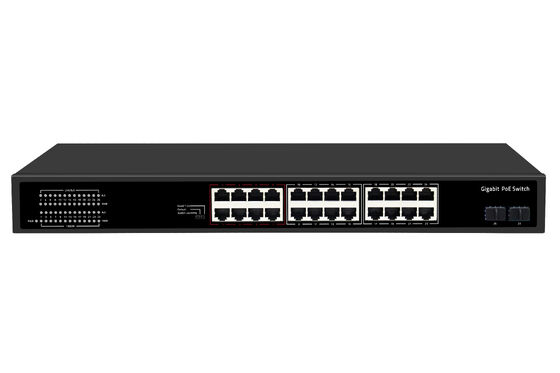 Switch PoE Gigabit de 24 puertos, tipo 1U no administrado, Ethernet 1G, presupuesto de 300W, sin ventilador