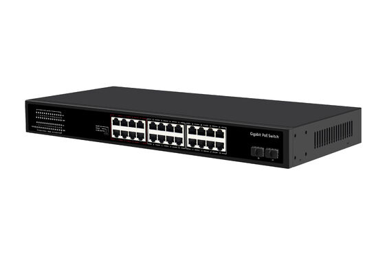 Switch PoE Gigabit de 24 puertos, tipo 1U no administrado, Ethernet 1G, presupuesto de 300W, sin ventilador