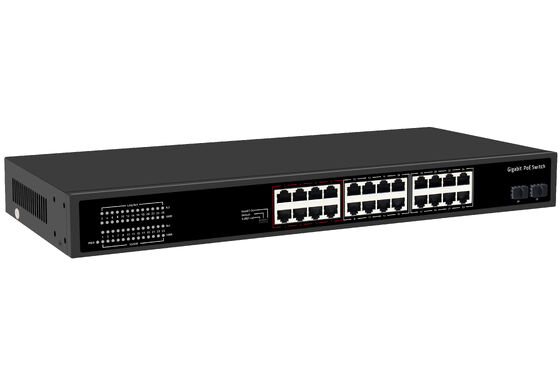 Switch PoE Gigabit de 24 puertos, tipo 1U no administrado, Ethernet 1G, presupuesto de 300W, sin ventilador
