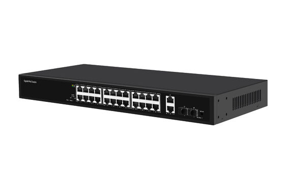 28-Port Full Gigabit PoE Fiber Switch Unmanaged 300W PoE Budget 220V Power Input