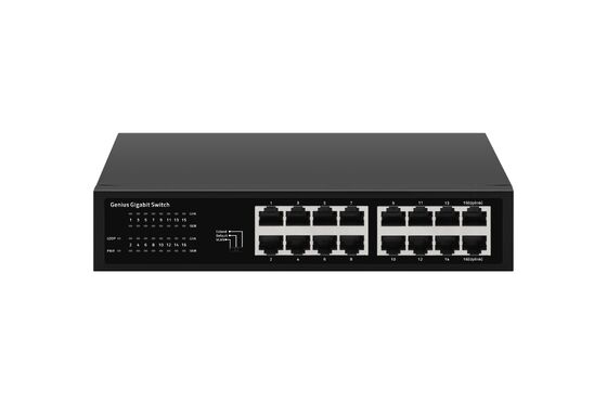 Switch Ethernet Gigabit no administrado de 16 puertos con diseño sin ventilador y VLAN inteligente, montaje en rack