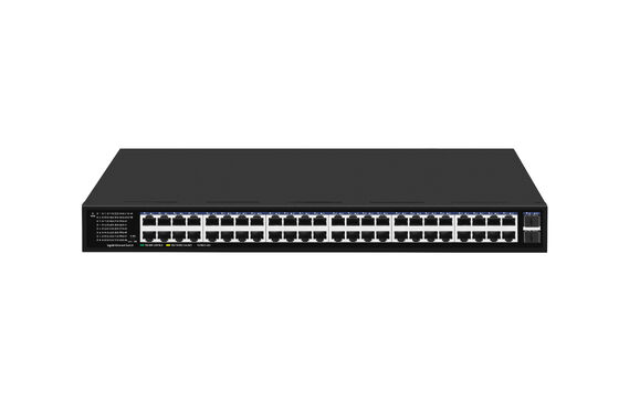 Switch Ethernet Gigabit de 48 puertos con uplinks de fibra SFP, no administrado, montable en rack, entrada de 220V, certificado CE