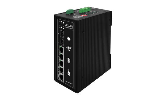 Interruptor PoE solar industrial gestionado 4GE + 2SFP 120W PoE MPPT potencia fuera de la red para CCTV y red inalámbrica