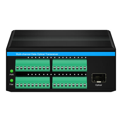 Conversor de fibra óptica de contacto seco de 16 canales bidireccional DIN RAIL para alarma industrial