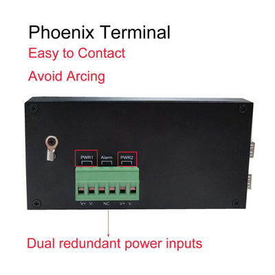 El interruptor durable Poe de Gigabit Ethernet accionó 4 que el RJ45 vira potencias de entrada hacia el lado de babor redundantes
