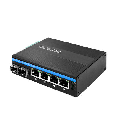 Interruptor POE industrial no administrado con 2 puertos SFP y 4 UTP para el cumplimiento de FCC y CE