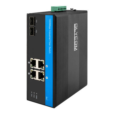 OEM Din Mount Ethernet Interruptor de red industrial Dos puertos de fibra de 1000M Interruptor de fibra industrial