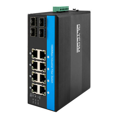 Interruptor de red de 8 puertos resistente al agua Interruptor Ethernet robusto Gigabit con 4 puertos de fibra