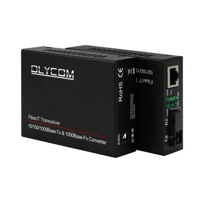 Convertidor de medios de modo único de gigabit PoE DC48V no administrado 1310/1550nm 20KM Fibra SC