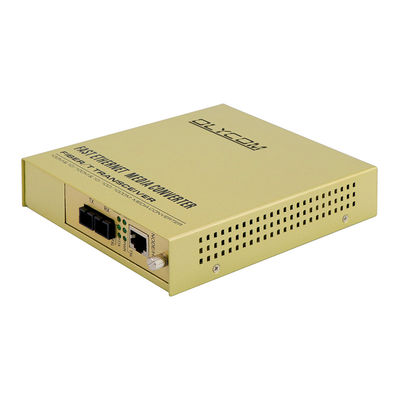 Convertidor de medios no gestionado de Gigabit Entrada AC de 2 núcleos en modo único puerto SC 100KM máximo