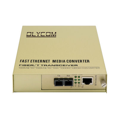 Convertidor de medios no gestionado de Gigabit Entrada AC de 2 núcleos en modo único puerto SC 100KM máximo