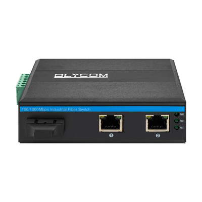 Conector POE SC Hub de interruptor industrial de doble fibra con 2 puertos RJ45