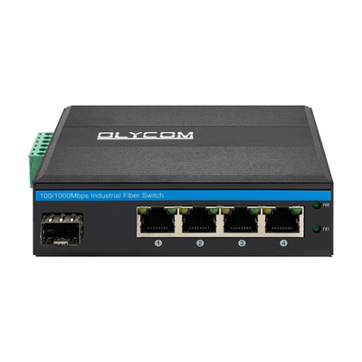 Industrial Din Rail montaje 4 puertos POE conmutador con 1 puerto SFP no gestionado de fibra