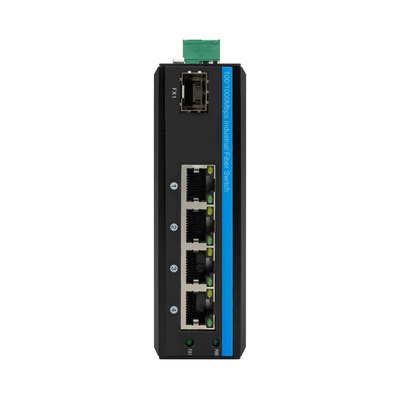 Industrial Din Rail montaje 4 puertos POE conmutador con 1 puerto SFP no gestionado de fibra