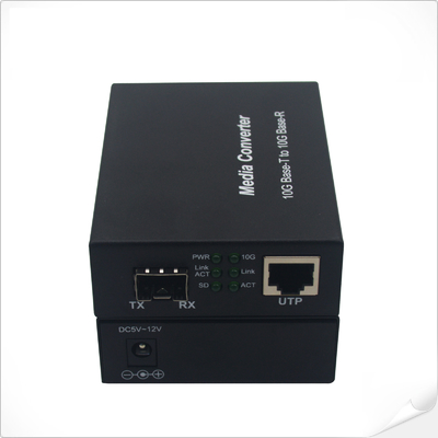 1000M 2.5G 5G 10G RJ45 SFP + Convertidor de medios 12VDC Velocidad de detección automática no gestionada