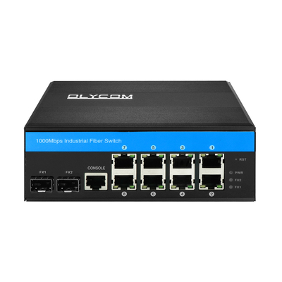 8 puertos PoE Switch administrado L2 Fibra óptica Gigabit manejable red robusta DIN Rail