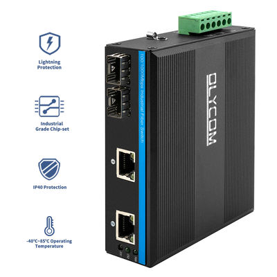 No gestionado 4 puertos Gigabit Ethernet Switch Casilla endurecida con ranuras SFP IP40 DC24V