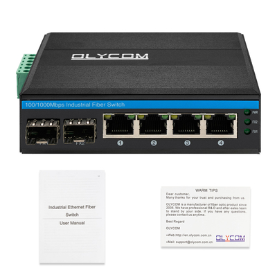 Interruptor de red industrial 6 puerto 100M/1000M Fibra sin conexión Din Rail 12V 24V Entrada