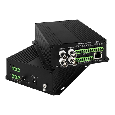 4 puertos AV con convertidor de medios de audio Ethernet y vídeo DC5V ST Fibra